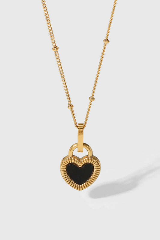 Black & Gold Contrast Heart Pendant Necklace