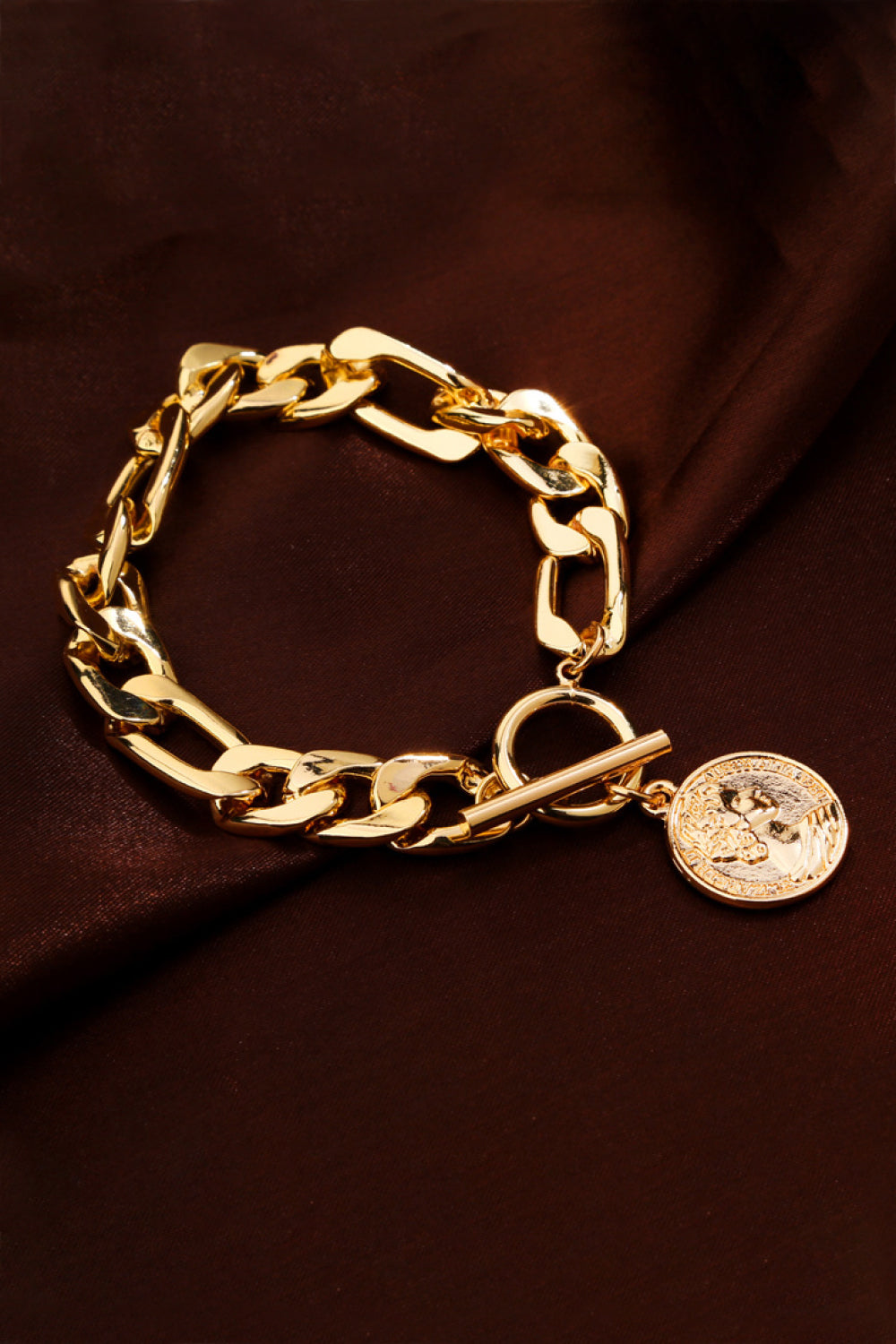 18k Gold Charm Bracelet with Antique Silver and Bronze Coins
